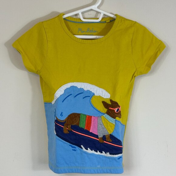 Mini Boden Other - Mini Boden Dachshund Dog Surfing Applique T-shirt Top Girl's 4T Cotton